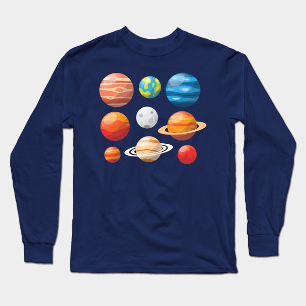 Planets Long Sleeve T-Shirt by Mako Design 